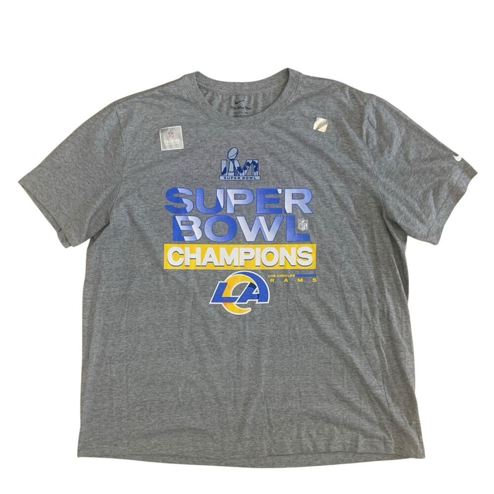 Nike Men's Size 2XL Los Angeles Rams Super Bowl LVI Champions Gray T-Shirt